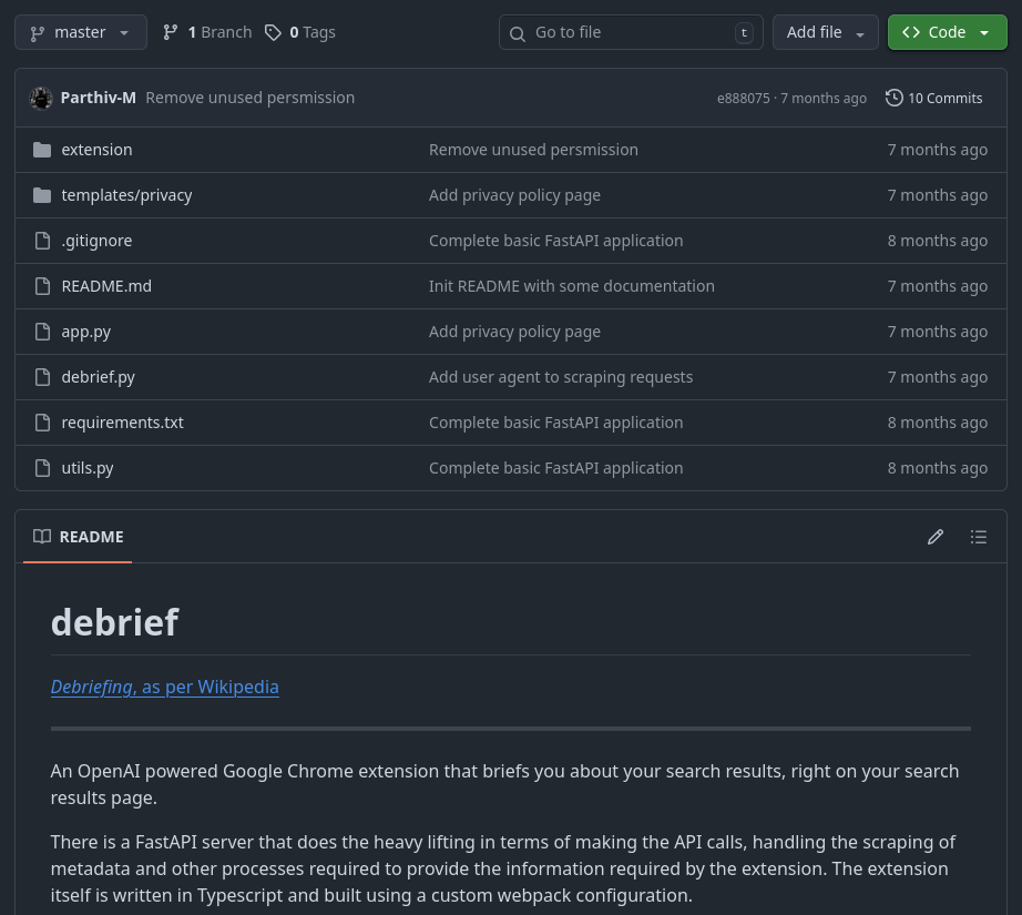 Debrief project preview