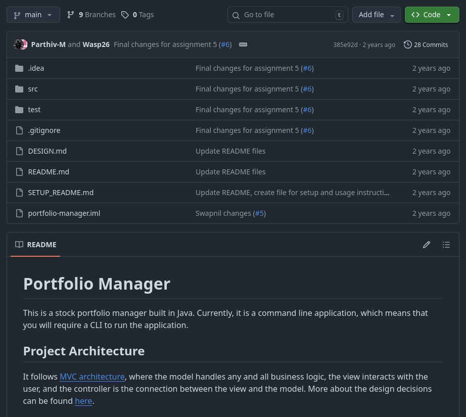Stock Portfolio Manager project preview